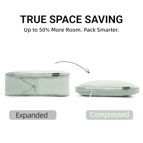 SOARSAIL 4 Piece Compression Packing Cubes for 3–7 Day Travel, Lightweight Travel Organizers with Breathable Mesh, Double-Zipper Packing Cubes for Carry-On & Suitcases (Light Green)