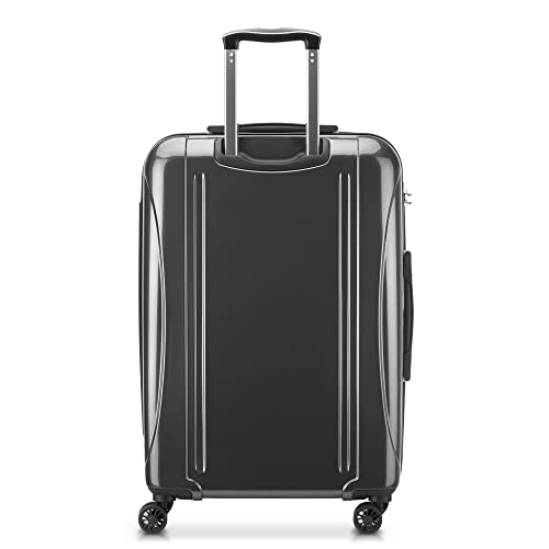 DELSEY PARIS Helium Aero Hardside Expandable Luggage with Spinner Wheels, Brushed Charcoal, Checked-Medium 24 Inch