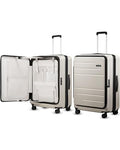 LUGGEX Checked Suitcase with Spinner Wheels, FLO5 Top Opening Expandable Polycarbonate Hard Shell Suitcase with TSA Approved Lock (FX-Core, Beige, 28 Inch)