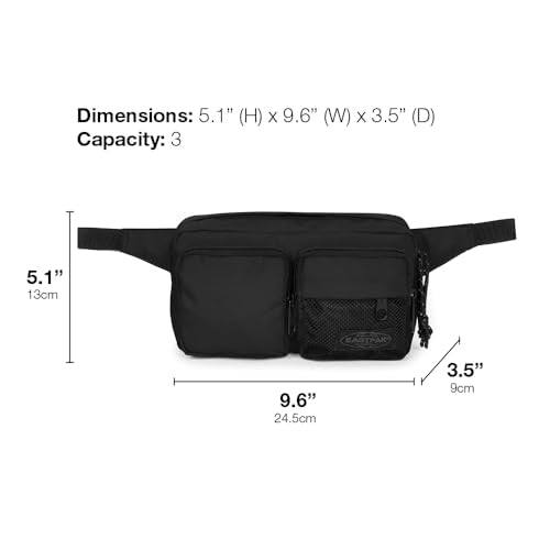 Eastpak Double Crossbody – 3L Water-Resistant Bag with Dual Front Zip Pockets, Adjustable Strap, Quilted Back, Black