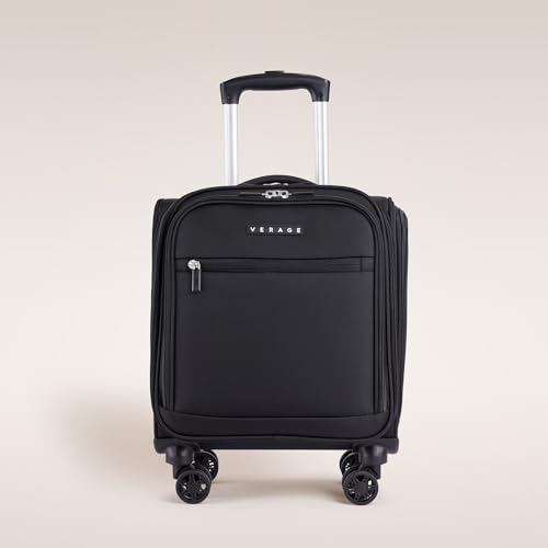 Verage Underseat Carry On Luggage with Wheels, 14.5-Inch Spinner Small Suitcase, Softside Lightweight Travel Bag for Men and Women, Airplane Carry On Bag, Black