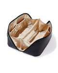 EACHY Travel Makeup Bag,Large Capacity Cosmetic Bags for Women,Waterproof Portable Pouch Open Flat Toiletry Bag Make up Bag with Divider and Handle, Gifts for Women (Black, Medium)