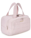 BAGSMART Travel Toiletry Bag, Crush Toiletry Bag for Women, Wide-open Puffy Toiletry Bags for Traveling, Large Travel Cosmetic Makeup Bag Organizer for Accessories,Toiletrie, Pink