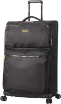 LUCAS Designer Luggage Collection - Expandable 28 Inch Softside Bag - Durable Large Ultra Lightweight Checked Suitcase with 8-Rolling Spinner Wheels (Black)