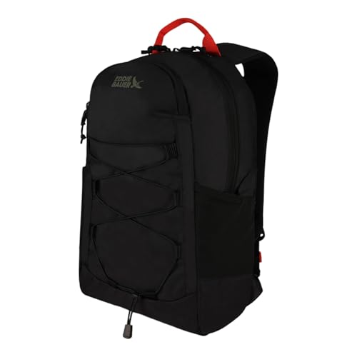 Eddie Bauer Varsity Backpack 22L | Everyday Carry | Work | Travel | Commuter | Padded Laptop Sleeve | Stretch Bottle Pockets | Bungee | Lightweight | Durable - Black