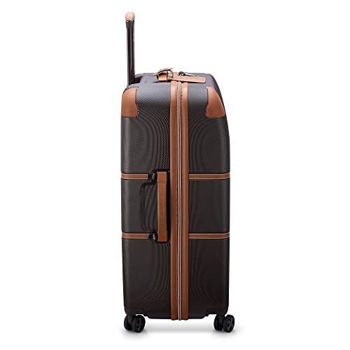 DELSEY PARIS Chatelet Air 2.0 Checked Suitcase 28 Inch Large, Hardside Polycarbonate Luggage, Dual-Density Spinner Wheels, TSA Lock, Chocolate Brown