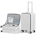 mixi 20 Inch Carry On Luggage 22x14x9 Airline Approved PC Hard Shell Suitcase Top Opening Aluminum Frame Travel Suitcases with Wheels, Smoke White