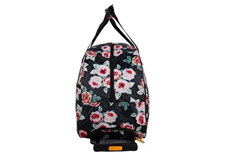 Lucas Designer Carry On Luggage Collection - Lightweight Pattern 22 Inch Duffel Bag- Weekender Overnight Business Travel Suitcase with 2- Rolling Spinner Wheels (ROSE BOUQUET NAVY, 22in)