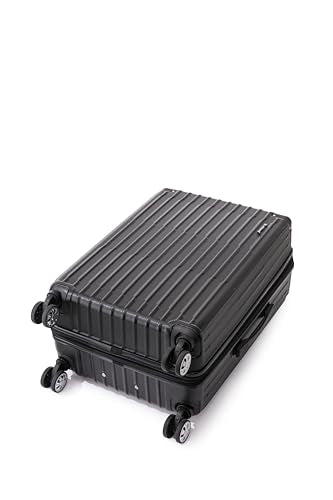 Rockland Costa Mesa 3 Piece Luggage Set, 2 Piece Hard Case Upright Luggages with Spinner Wheels and a 14" Polyester Tote Bag, (20"/24"/14" Tote), Black