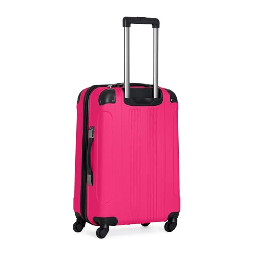 Kenneth Cole REACTION Out of Bounds Lightweight Hardshell 4-Wheel Spinner Luggage, Magenta, 24-Inch Checked
