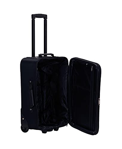 Rockland Vara Softside 3-Piece Upright Luggage Set,Expandable, Black, (20/22/28)
