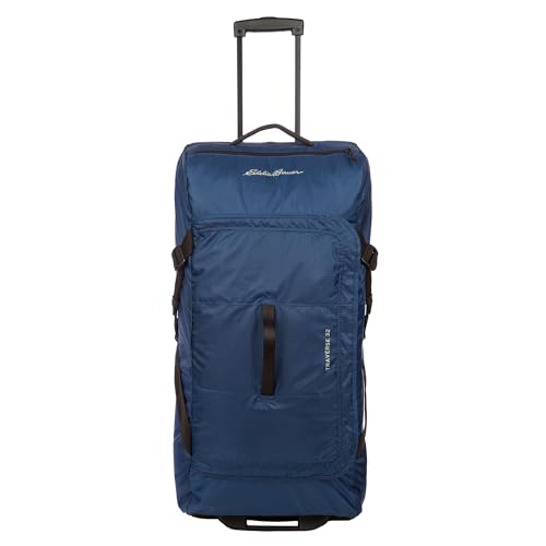 Eddie Bauer Traverse Luggage | Roller Wheels | Telescoping Handle | Travel | Vacation | Ripstop Nylon - Medium Indigo, 31"