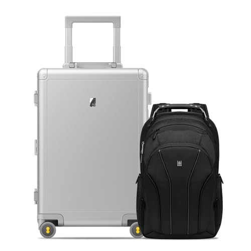 LEVEL8 Gibraltar Aluminum Carry On Luggage 20" Inch with Laptop Backpack