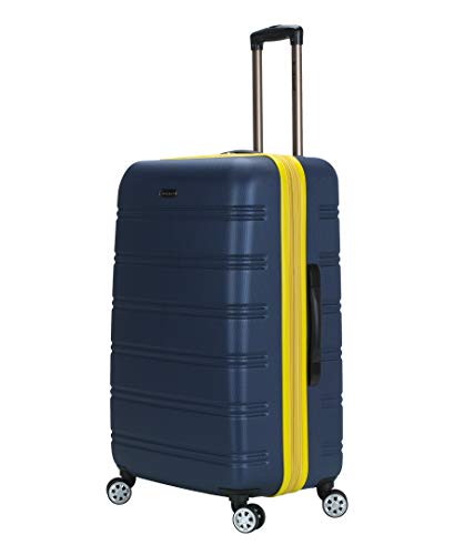 Rockland Melbourne Hardside Expandable Spinner Wheel Luggage, Checked Large 28", Navy