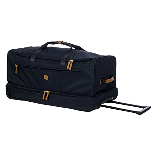 Bric's X-Travel 30-Inch Rolling Shoe Duffle, Wheeled Travel Bag with Dual-Access Shoe Compartment, Telescoping Handle, Tie-Down Straps and Leather Top Handle – Navy