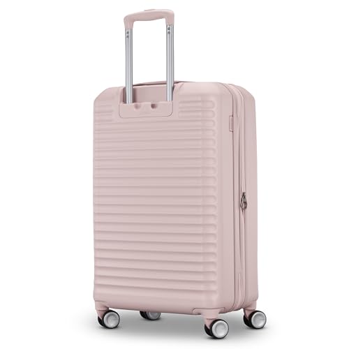 American Tourister Stratum 3.0 Medium 24-Inch Spinner, Airline Approved, Durable Hardside Luggage, Expands 1.5", RightHeight™ Adjustable Handle, Pink Blush