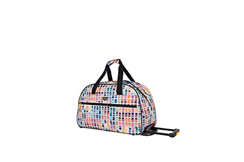 Lucas Designer Carry On Luggage Collection - Lightweight Pattern 22 Inch Duffel Bag- Weekender Overnight Business Travel Suitcase with 2- Rolling Spinner Wheels (CREAM, 22in)