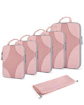 BAGSMART Compression Packing Cubes for Travel, Compressible Luggage Organizer for Cruise Ship, Lightweight Travel Essentials 6-Pack 1L+2M+2S+1Shoe Bag, Pink