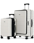 CENSIEN Luggage Sets 2 Pieces, 20/28 Inch PC Hardshell Suitcase with Spinner Wheels, 20 Inch Expandable Clamshell Carry On Luggage and 28 Inch Aluminum Frame Top Opening Checked Luggage (White)