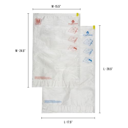 Eagle Creek Pack-It Compression Bags for Travel Set - Featuring One-Way Pressure Valve & Zip - For Efficient Travel Bag Packing - Water Resistant - Clear - Medium/Large
