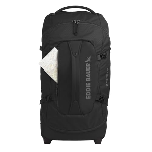 Eddie Bauer Expedition Rolling Duffel Bag with Wheels | Travel | Check-In | Luggage | Rugged | Durable - Black, 30"