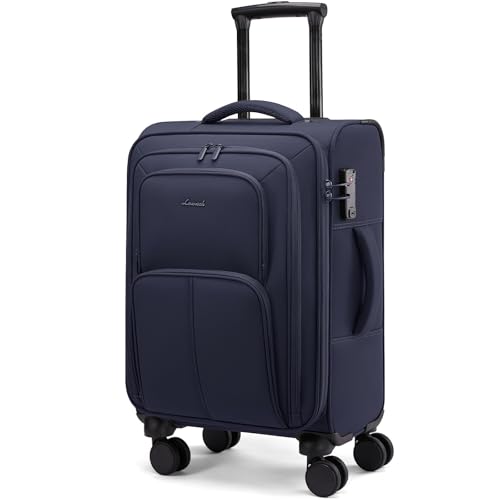LOVEVOOK Carry On Luggage 22x14x9 Airline Approved, 22 Inch Softside Suitcases with Spinner Wheels, Lightweight Carry-on Suitcase with TSA Lock for Women Men, Large Luggage for Travel Business Trip