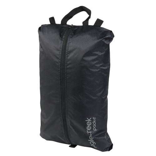 Eagle Creek Pack-It Isolate Shoe Sack - Breathable Shoe Sack for Travel - Lightweight & Portable - Washable - Water-Resistant - Easy-Grab Zipper - Top Handle - Black