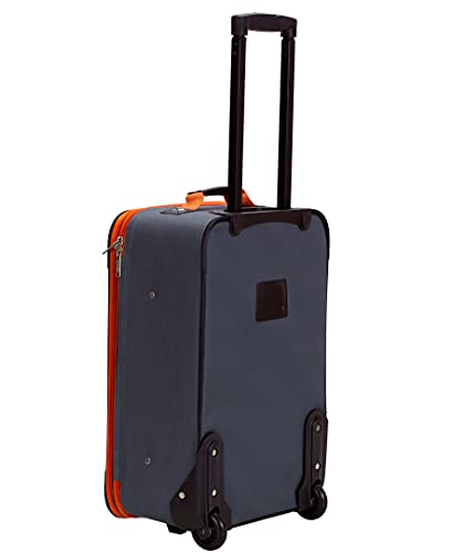 Rockland Fashion Softside 4 Piece Luggage Set, Expandable, (14" Tote/19"/24"/28"), Charcoal