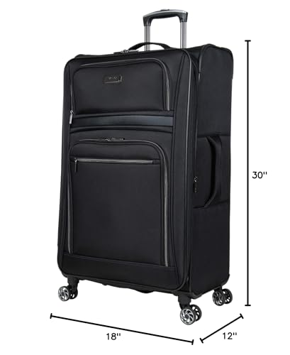 Kenneth Cole REACTION Rugged Roamer Lightweight Softside Expandable 8-Wheel Spinner Luggage, Black, 28-Inch Checked
