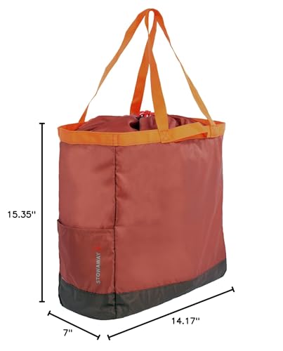 Eddie Bauer Stowaway Packable Tote Bag | Reusable | Travel | Lightweight | Compact | Foldable | Large Capacity | Ripstop Nylon | 25L - Maroon