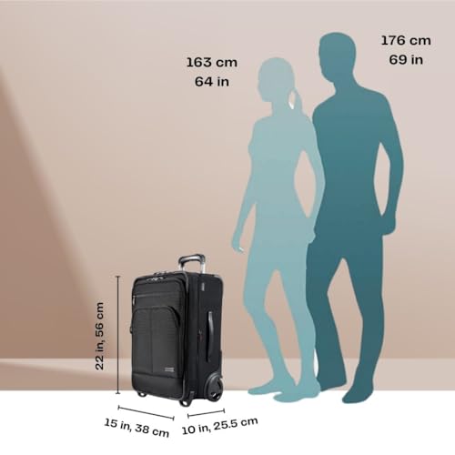 Ricardo Beverly Hills Flight Essentials Softside Expandable Carry-On Travel Luggage with Wheels, Durable Ballistic Nylon Fabric, Water and Stain Resistant, Men and Women, 22-Inch (Black)