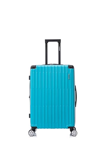 Rockland Costa Mesa 3 Piece Luggage Set, 2 Piece Hard Case Upright Luggages with Spinner Wheels and a 14" Polyester Tote Bag, (20"/24"/14" Tote), Turquoise