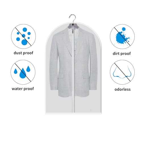 MsKitchen Garment Bags 12 Pack, 24 x 40 Hanging Clothes Storage Bags, Translucent PEVA Garment Covers with Full Zipper for Suits and Dresses