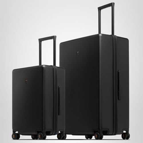 LEVEL8 Hard Shell Carry on Luggage Airline Approved, Carry-on Suitcases with Wheels, Lightweight Luminous Textured Hardside Travel Bag with Tsa Lock, 20 Inch, Black