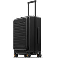 LEVEL8 Road Runner Carry On Luggage with Front Compartment, 20 Inch Lightweight Hard Shell Suitcases with Wheels Airline Approved, Tsa Locks for Luggage, Black,21.46" x 14.57" x 9.45"