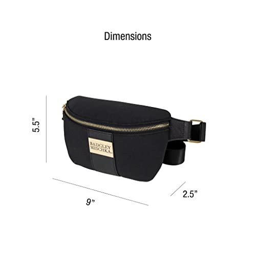 BADGLEY MISCHKA Sage Scuba and Vegan Leather Belt Bag | Fanny Pack | Sling (Black)
