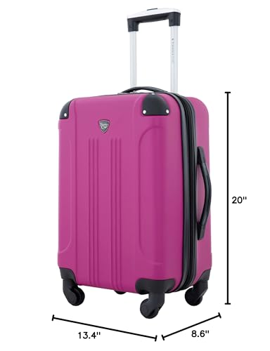 Travelers Club Chicago Hardside Expandable Spinner Luggage, Fuchsia, 22" Carry-On