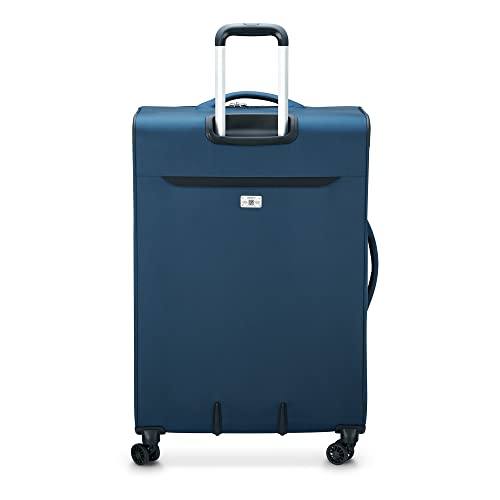 DELSEY PARIS Sky Max 2.0 Softside Expandable Luggage with Spinner Wheels, Blue, Checked-Large, 28 Inch
