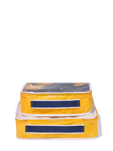Paravel Full View Packing Cube Duo | Expandable See Through Luggage Packing Organizer for Travel Accessories | 2 Pack Storage Cubes | Canyon Yellow