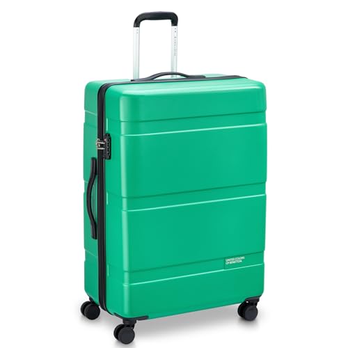 United Colors of Benetton Now! Hardside Luggage with Spinner Wheels, Green, Checked-Large 27 Inch