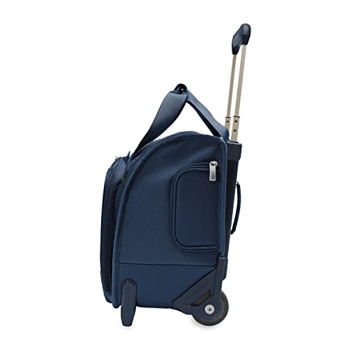 Briggs & Riley 2-Wheel Cabin Bag - Carry On Luggage for Travel, Suitcases with Wheels, Softside Rolling Bag for Men & Women, Interlocking Handle, Self-Repairing Zipper - Baseline Collection, Navy