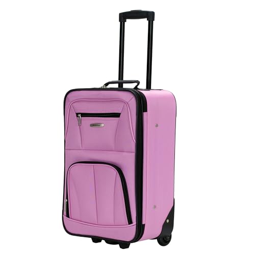Rockland Fashion Softside 2 Piece Luggage Set, Expandable, (14" Tote/19" Upright), Pink