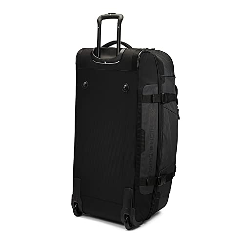 High Sierra 34” Wheeled Rolling Duffle Bag, Lightweight and Durable Weekender Travel Duffle bag with Recessed telescoping pull handle, 89L Capacity, Black