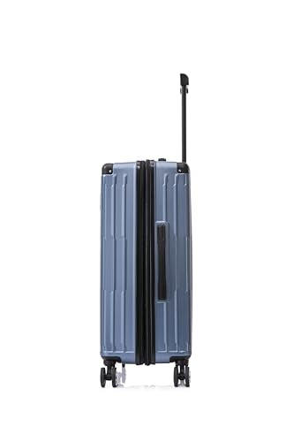 Rockland Huntington 3 Piece Luggage Set, 2 Piece Hard Case Upright Luggages with Spinner Wheels and a 14" Polyester Tote Bag, (20"/28"/14" Tote), Blue