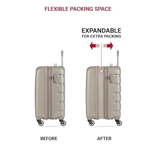SwissGear 7366 Signature Hardside Expandable Luggage with Spinner Wheels, TSA Lock, Cup-Holder, Sand, 2-Piece Set (19/27)