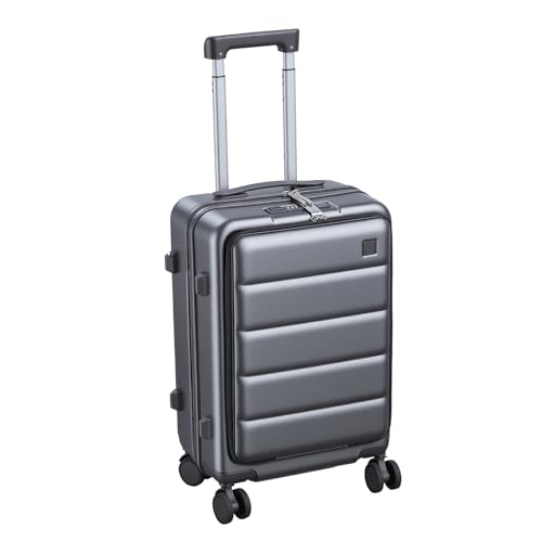 20-Inch Carry-On Luggage with USB Port – ABS+PC Hard Shell Suitcase TSA Lock 360° Spinner Wheels – Lightweight Travel Trolley with Cup Holder & Side Hooks for Business Trips, Airports & Weekend