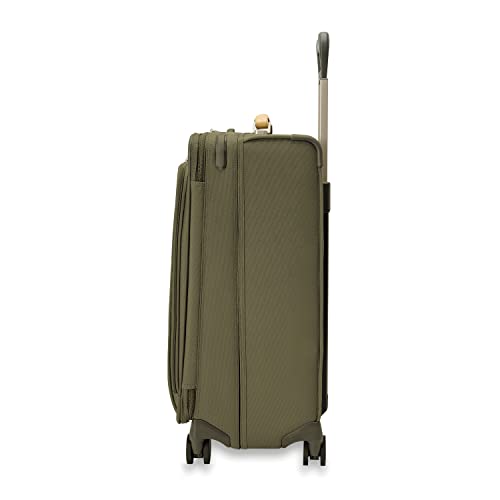 Briggs & Riley 26" Medium Expandable Spinner - Checked Luggage for Travel, Suitcases with Wheels, Softside Rolling Bag for Men & Women, Self-Repairing Zipper - Baseline Collection, Olive
