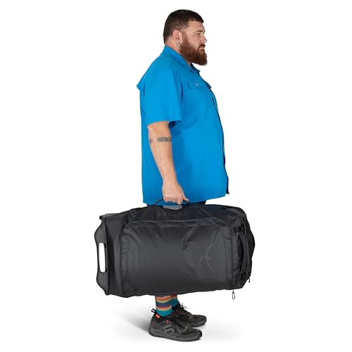 Osprey Transporter 90L Wheeled Travel Duffel Bag - Large Lightweight Rolling Suitcase for Men and Women, Raven Black