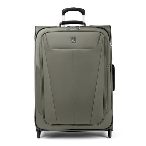 Travelpro Maxlite 5 Softside Expandable Upright 2 Wheel Checked Medium Luggage, Lightweight, 26-Inch — Slate Green