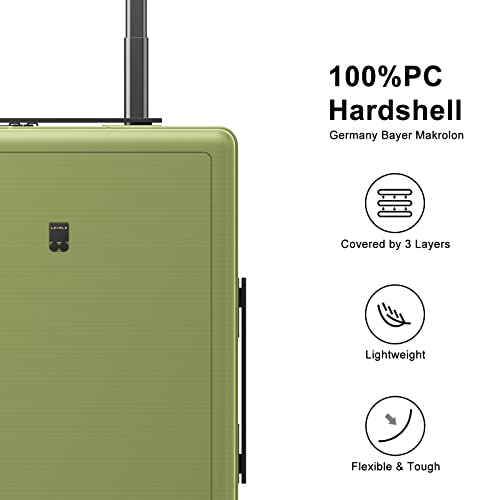 LEVEL8 Luminous Carry on Luggage, 20 Inch Hardside Suitcase Bundle with 4 PC Packing Cubes Organizer Set - Green